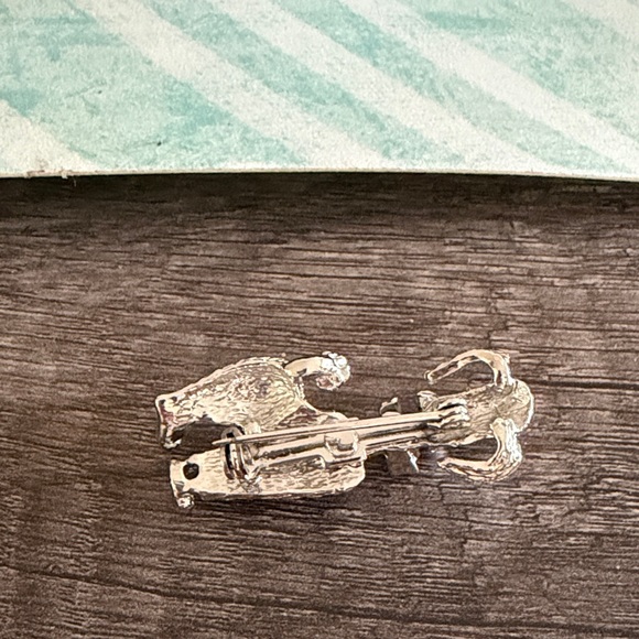 Silver Poodle Brooch with Red Bow - Picture 2 of 3